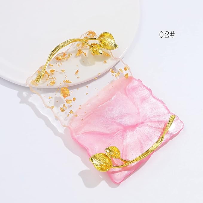 2023 Retro Nail Art Palette, Nail Painting Mixed Color Palette with Leaves Handle, Nail Holder Gel Color Makeup Display Board Pallet (Pink)-Velvo Beauty