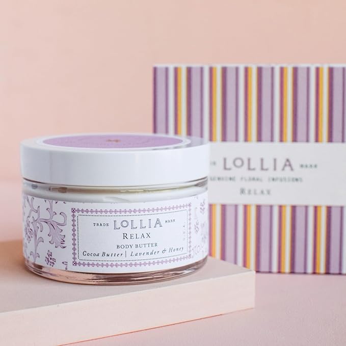 LOLLIA Relax Body Butter, 5.5 oz. - Lavender & Honey Fragrance - Shea Butter & Cocoa Butter, Body Lotion for Women, Hydrating & Smooth Body Moisturizer-Velvo Beauty