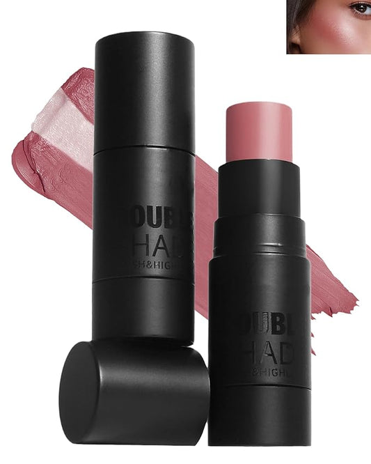 Cream Blush Stick Makeup for Cheeks, Multi Blush & Highlighter Contour Stick, Long Lasting Waterproof Creme Blush Bronzer Stick, Lightweight Matte and Dewy Finish, Face Shaping Makeup for Women-02-Velvo Beauty