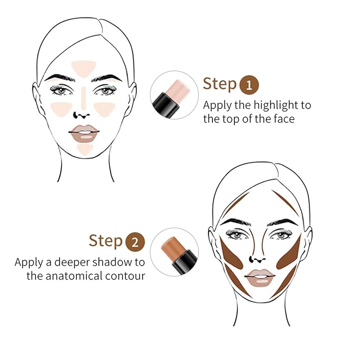 Double-End Contour Highlighter Stick, Face Contour Makeup Contouring Sticks Cream Concealer (1)-Velvo Beauty
