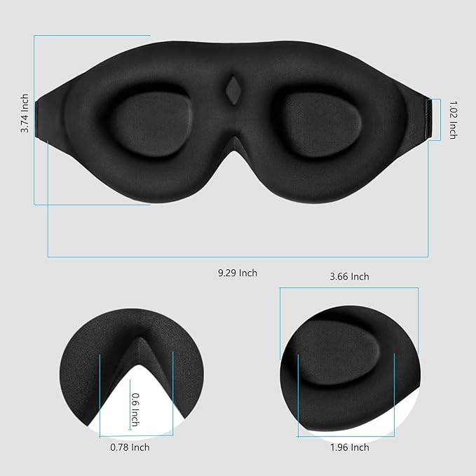 ALASKA BEAR Sleep Mask Memory Foam Contoured Eye Cups for Women and Men, Soft 3D Blackout Eye Mask for Sleeping No Pressure on Eyelids and Eyelashes Protection, Earplugs Set, Black-Velvo Beauty