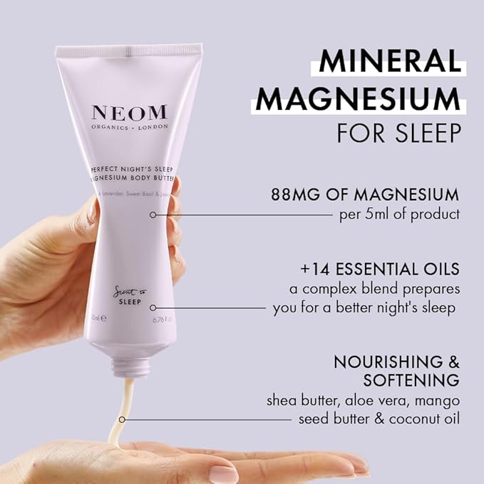 Neom - Magnesium Body Butter | 6.76 Fl Oz (200ml) | Lavender, Chamomile, & Patchouli | Lotion for Sleep with Essential Oils | 100% Natural Fragrances | Nourish & Soften | Signature Sleepy Scent-Velvo Beauty