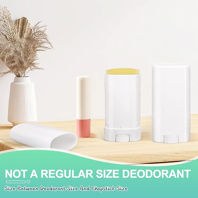 15ml Travel Deodorant Containers,Top-Fill,Empty Plastic Oval Lip Balm Tubes for Chapstick,Lip Balm,Lotion Bar Sticks,Salve,Homemade Solid Lotion,Sample Size Deodorant-30 Pack,White-Velvo Beauty