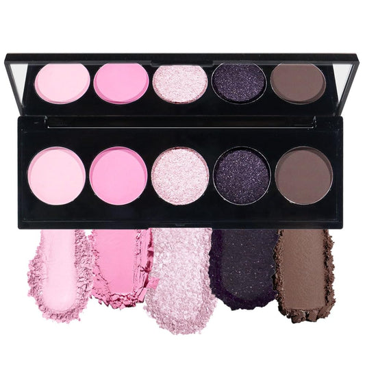 Pink Black Brown 5Colors Eye Shadow Palette Makeup with Mirror,Neutral Vegan Eyeshadow Palette for Older Women Waterproof Long Lasting Naturing-Looking sombras para ojos,Cruelty Free-Velvo Beauty