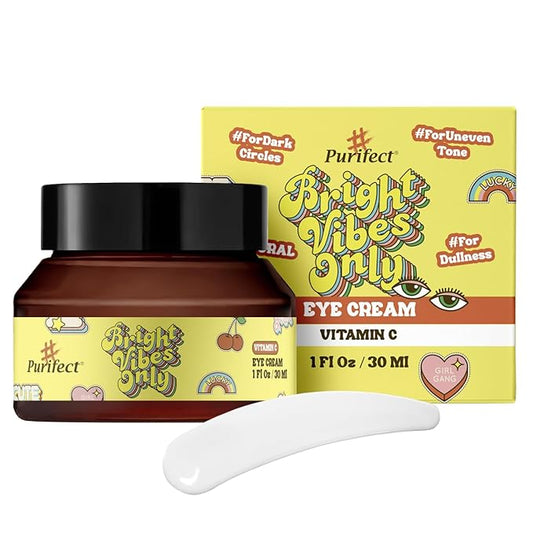 Natural Rose Water Base Vitamin C Eye Cream for Dry&Sensitive Skin | Dark Circles Wrinkles Puffiness and Bags Under Eyes | Anti Aging Nourishes | Made In USA | #Purifect 30ml (#Bright Vibes Only)-Velvo Beauty
