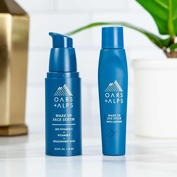 Oars + Alps Wake Up Eye Roller and Eye Depuffer, Dermatologist Tested Skin Care Infused with Caffeine and Aloe Vera, TSA Friendly, 0.5 Oz-Velvo Beauty