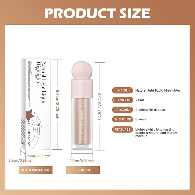 Erinde Liquid Highlighter Makeup, Pink Luminizer Face Highlight Makeup Stick, Natural Beauty Glow Finish, Lightweight Blendable Cream Face Body Liquid Illuminator Bronzer, Cruelty-free, 03 Rose Gold-Velvo Beauty