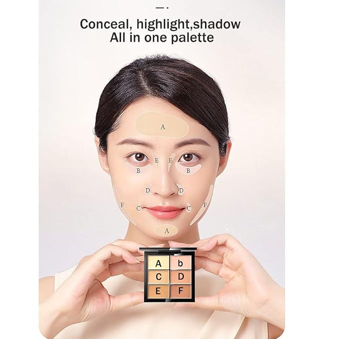 Concealer Palette 6 Shades Makeup Contour Palette Facial Camouflage Contour Full Coverage Foundation Cream Beauty Make up Concealer Kit (6 colors)-Velvo Beauty