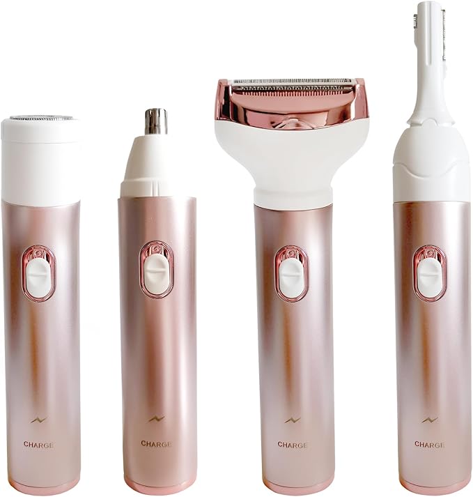 Electric Razor for Women, Hair Trimmer for Bikini Legs Womens Shaving Eyebrow Lips Body Face Beard Mustache Nose Arm Armpit Facial Hair Removal for Women's Shaver 4 in 1 Kit, Type-C Charging Port-Velvo Beauty