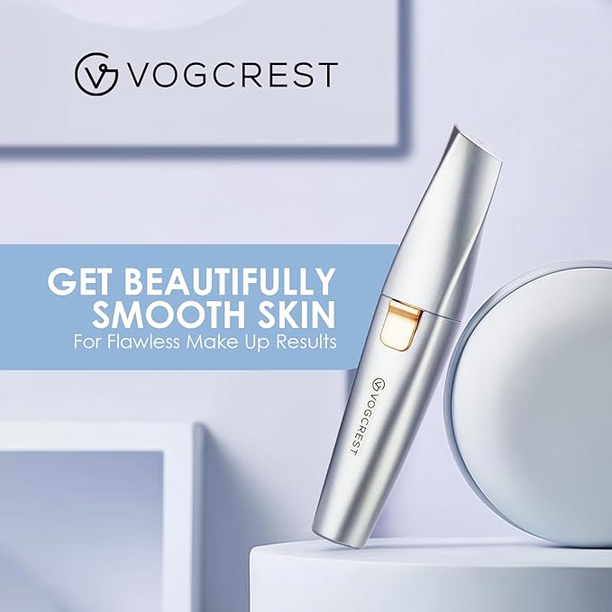 Eyebrow & Facial Trimmer: 2 in1 Rechargeable Facial Hair & Eyebrow Shaver - Painless LED Light (Sky Blue)-Velvo Beauty