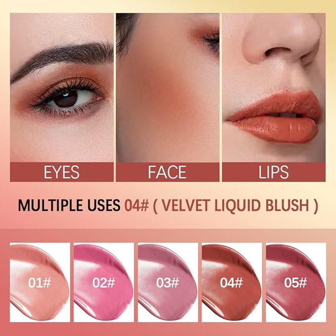 Liquid Blush,Soft Cream Face Blush, Dewy Cheek Tint, Long Lasting Natural Matte Finish Looking,Moisturizing Lightweight Blendable Feel (03 - HOPE)-Velvo Beauty