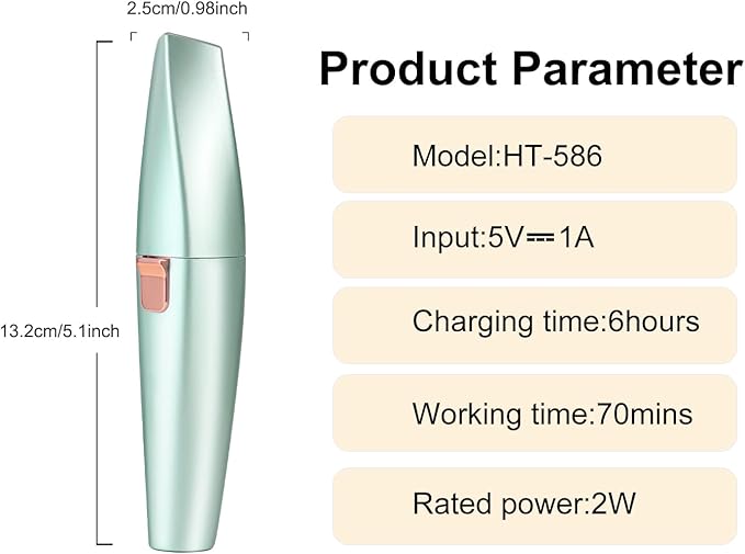 Hatteker Eyebrow Facial Trimmer, 2 in1 Rechargeable Hair Removal and Eyebrow Shaver - Face Lips Body Painless Razor with Built-in LED Light (Green)-Velvo Beauty