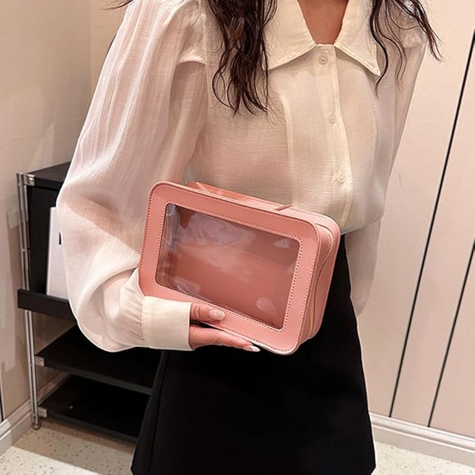 Clear Makeup Bag Small, TSA Approved Portable Toiletry Bag with Zipper Cosmetic Travel Bag Makeup Organizer Case Mini Makeup Pouch for Purse Car Organizer Bag for Women Men-Velvo Beauty