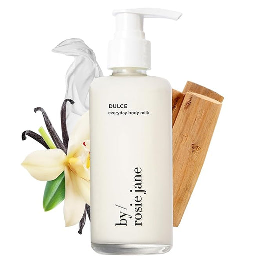 By Rosie Jane Everyday Body Milk (Dulce) - Hydrating Toner & Body Moisturizer to Help Even Skin Tone - Infused with Soothing Aloe Vera and Turmeric Root to Promote Anti-Aging (5 Ounce)-Velvo Beauty