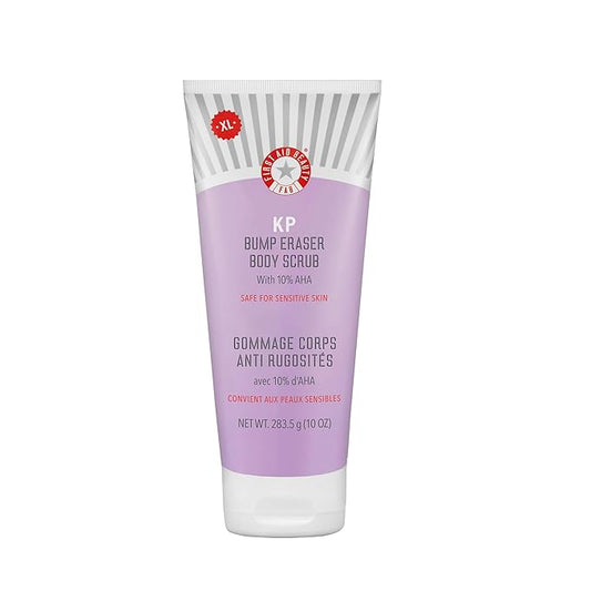 First Aid Beauty - KP Bump Eraser Body Scrub with 10% AHA, Keratosis Pilaris Skin Exfoliater with Glycolic and Lactic acids, Helps Reduce Chicken Skin Bumps, Safe for Sensitive Skin, 10 oz-Velvo Beauty
