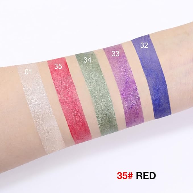 evpct Red Shimmer Cream Eye Shadow Brightener Sticks Set for Eyes, Red Shimmery Matte Pencil Eye shadow Applicator Stick Pen Palette Makeup Waterproof sombras en crema para ojos 35#-Velvo Beauty