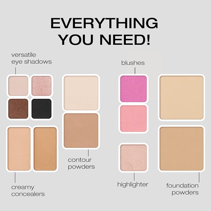 Woosh Beauty, Fold Out Face Original Makeup Palette, Travel, All in One, Neutral Cream & Powder (#2 Medium Light)-Velvo Beauty