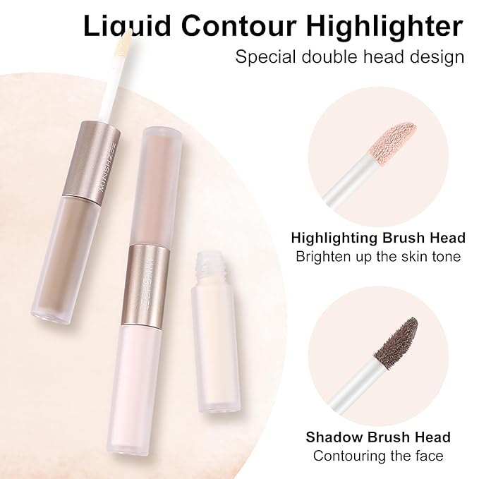 2 in 1 Bronzer and Highlighter Stick,Non-greasy & Non-drying Contour Pencil,Easy to Create a Natural Shimmery Finishing,Long Lasting & Waterproof Face Brighten Make up Pen-Velvo Beauty