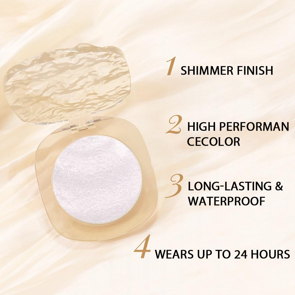 Light Pink Shimmer Glitter Sparkling Monochrome Eyeshadow Palette,Metallic Single Eye Shadow Palette for Older Women,Long Lasting Naturing-Looking Eye Makeup-Velvo Beauty