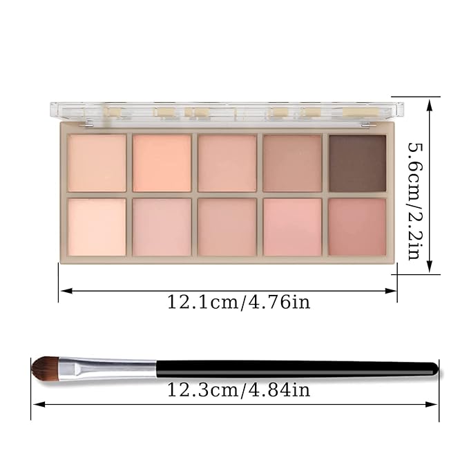 10 Colors Eyeshadow Palette Matte Naked Eye Shadow Makeup,High Pigmented, Naturing-Looking, Ultra-Blendable,Long Lasting High Pigment Nude Eyeshadow with 3 Eyeshadow Brush(Milk Tea)-Velvo Beauty