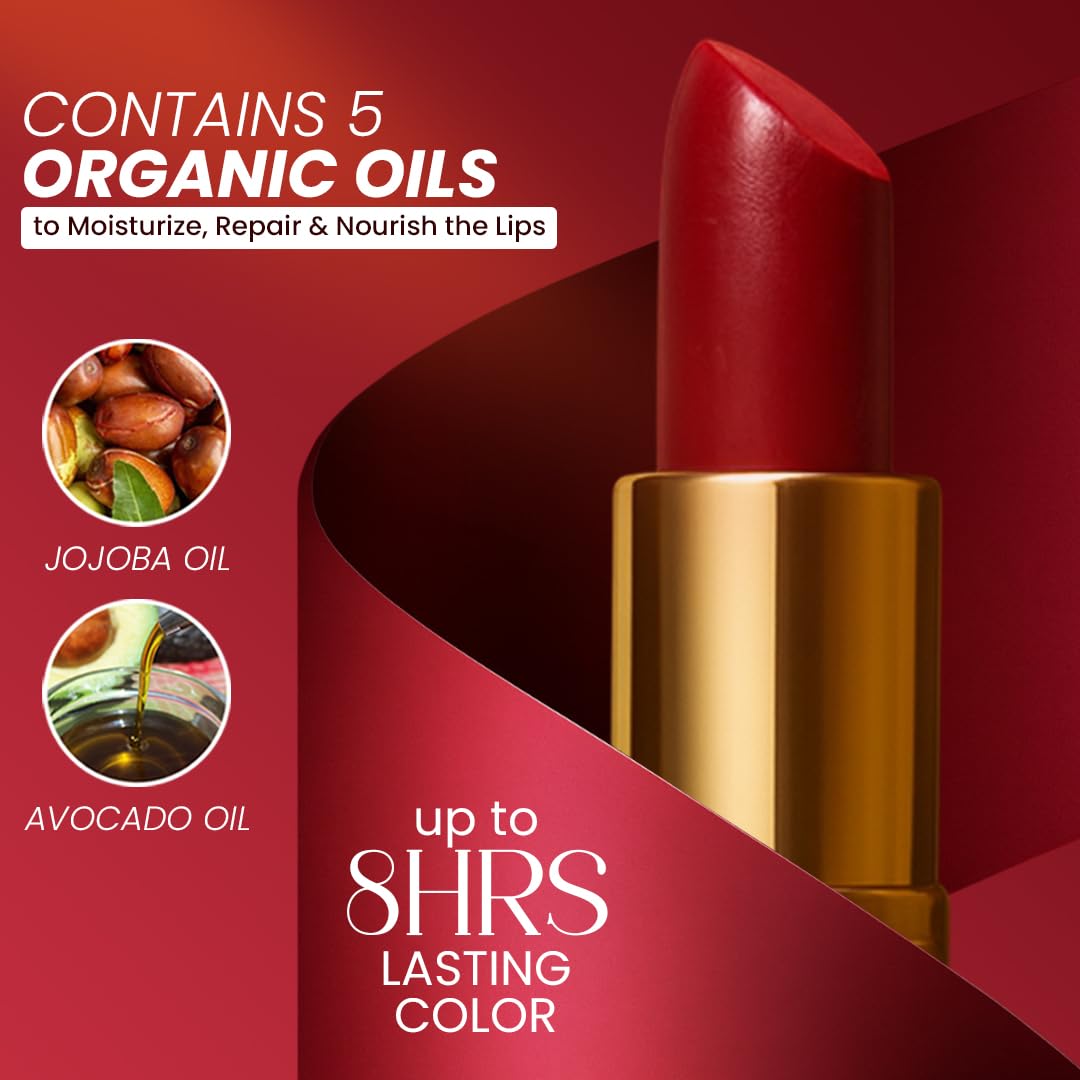 ๐๐๐๐ฒ๐ป๐ฐ๐ฒ ๐ผ๐ณ ๐๐ฟ๐ด๐ฎ๐ป Moisturizing Deep Red Lipstick, Tinted Lip Balm with Pure Organic Argan Oil, Shea Butter Lip care, Lip Moisturizer, Long Lasting Lipstick Cabernet-Velvo Beauty