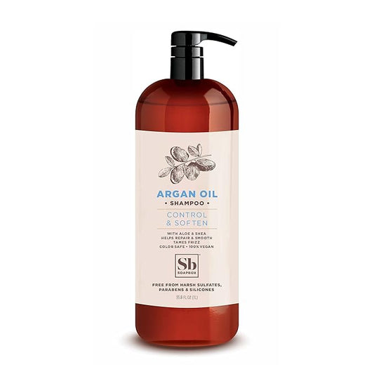 Soapbox Argan Oil Shampoo, Harsh Sulfate Free, Paraben & Silicone Free, Color Safe, and Vegan Hair Shampoo | Control & Soften Shampoo (33.8 Ounces)-Velvo Beauty