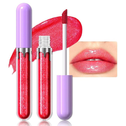 Glitter Liquid Lip Gloss,Pink Shimmer Lipstick, Waterproof Shimmer Lip Stain Lip Glaze, High Shine Long Lasting Shiny Lip Color Makeup 05#-Velvo Beauty