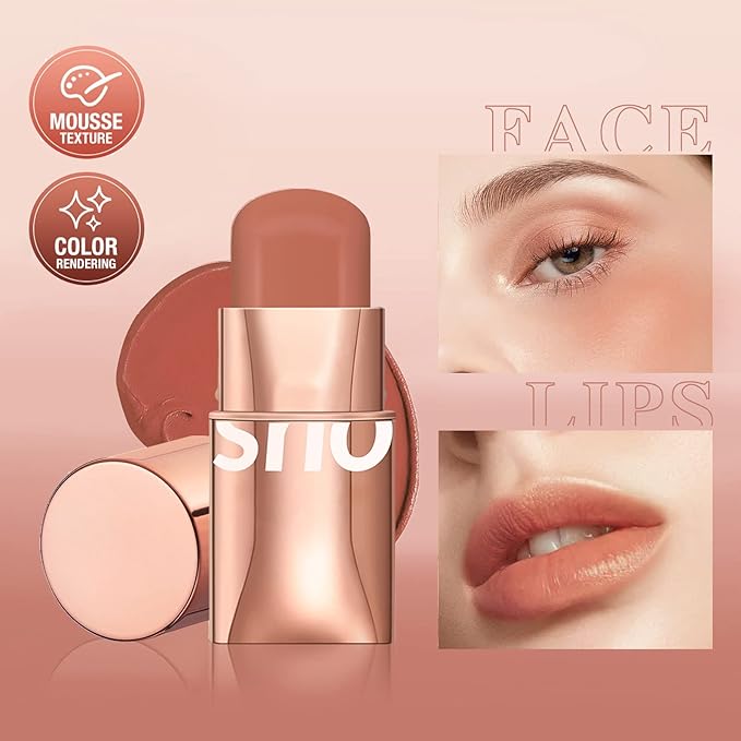 Cream Blush Stick for Cheeks Makeup,Waterproof Blush Face Stick Multi-Use Lip and Cheek Tint,Matte Finish Lightweight Easy to Blend Natural Cream Blusher Makeup for All Skin Tones-Coral Red-Velvo Beauty
