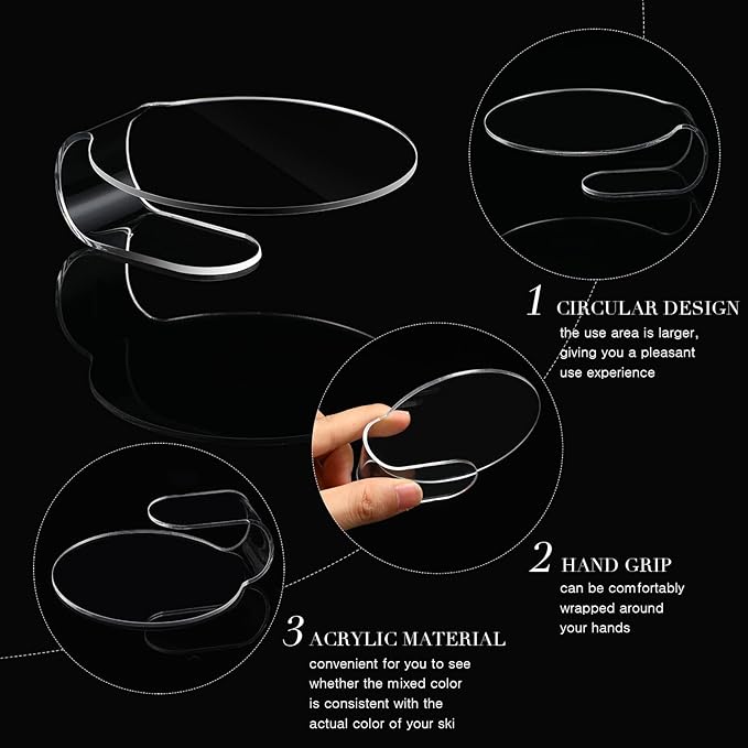 Makeup Mixing Palette 2 Pieces Handheld Makeup Mixing Tray Acrylic Foundation Mixing Tray Clear Foundation Palette Eyeshadow Makeup Hand Palette Cosmetic Foundation Dish for Makeup Blending-Velvo Beauty