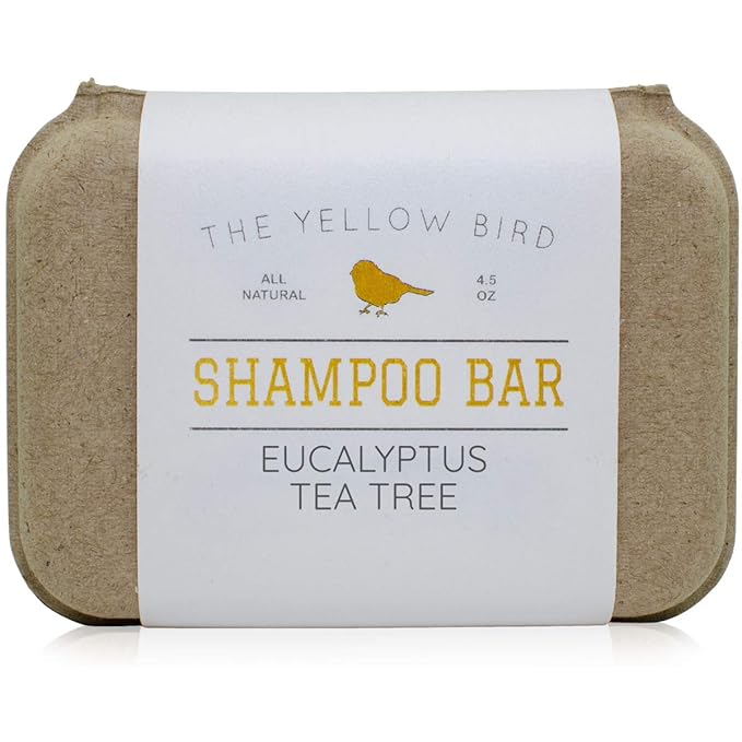 The Yellow Bird Eucalyptus Tea Tree Shampoo Bar. All Natural & Organic Ingredients. Sulfate Free, Detergent Free, Color Safe, and Silicone Free. Vegan, Plastic Free, Zero Waste Shampoo Soap-Velvo Beauty