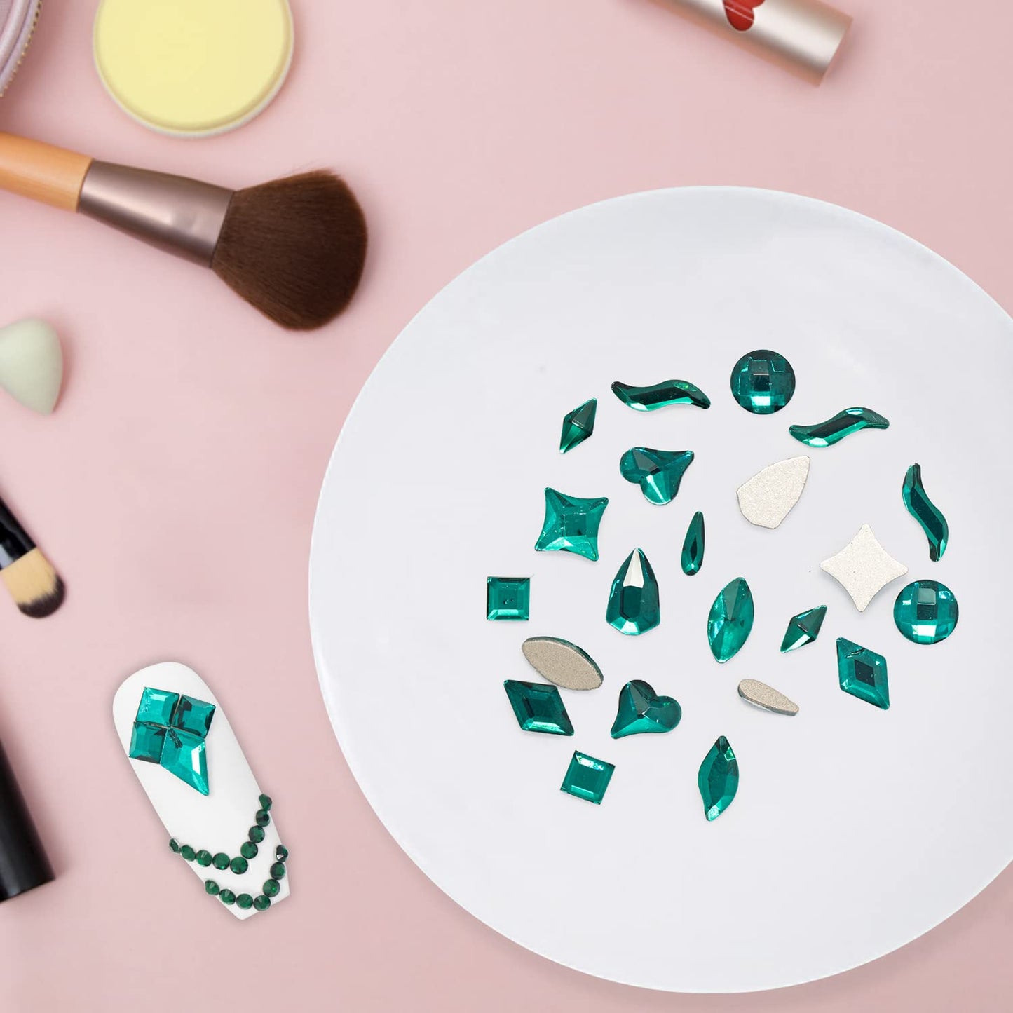 Flatback Crystal Rhinestones - 120 Pcs Multi Shapes Glass Nail Art Decorations for Acrylic Nails DIY Design-Velvo Beauty