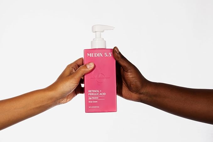 Medix 5.5 Retinol Body Lotion Firming Moisturizer | Crepey Skincare Treatment | Retinol Body Cream | Anti Aging Firming Cream For Women Targets Look Of Crepe Skin, Wrinkles, & Sagging Skin, 15 Fl Oz-Velvo Beauty