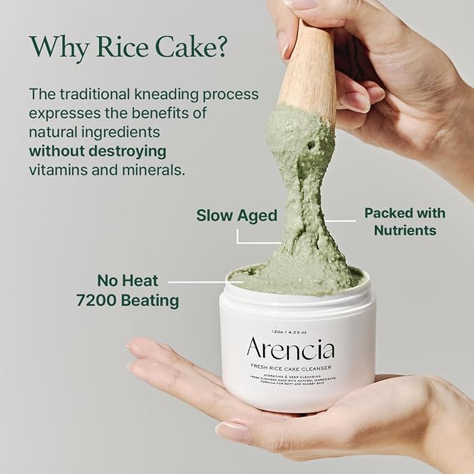 Korean Rice Mochi Face Cleanser & Daily Scrub - Moisturizing, Brightening & Deep-Cleansing - All Skin Types, Vegan, Organic - with Rice Powder, Rice Water & Green Tea (1.76oz)-Velvo Beauty
