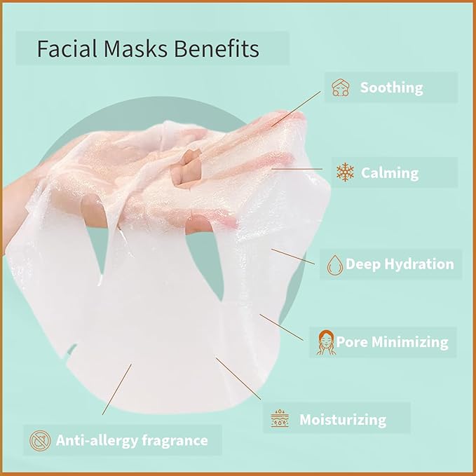 YoungMe Soothing Glam Facial Sheet Mask – 6-Pack | Hydrating & Moisturizing Korean Skin Care for Sensitive & All Skin Types-Velvo Beauty