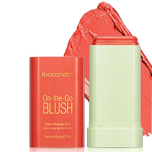 Cream Coral Orange Blush Stick,Multi-Use Makeup Milk Blush Stick,Long Lasting Natural Blush Makeup 2-in-1 Cheek and Lip Tint,Waterproof Vegan Tinted Moisturizer Matte Blush Stick for Cheeks and Lip-Velvo Beauty