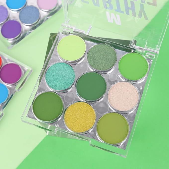 9 Colors Shimmer Matte Green Eyeshadow Palette. Highly Pigmented Light Green Eyeshadow Dark Green Eye shadow Paleta.Blendability Shiny Matte Green Makeup Powder Palet.paleta de sombras de ojos verdes-Velvo Beauty