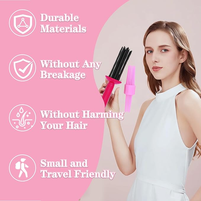 2PCS Curling Roll Comb, Curly Hair Brush for Curly Hair, Three Different Sizes of Styler Curl Brush Hairr Tools for Casual Wear or Special Events-Velvo Beauty