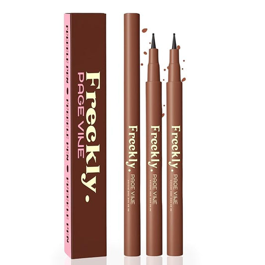 Freckle Pen, Natural Lifelike Fake Freckles Makeup Pen Stamp for Sunkissed Makeup,Magic Faux Freckle Stain Marker Long Lasting Quick Dry - (01LIGHT+02MEDIUM)-Velvo Beauty
