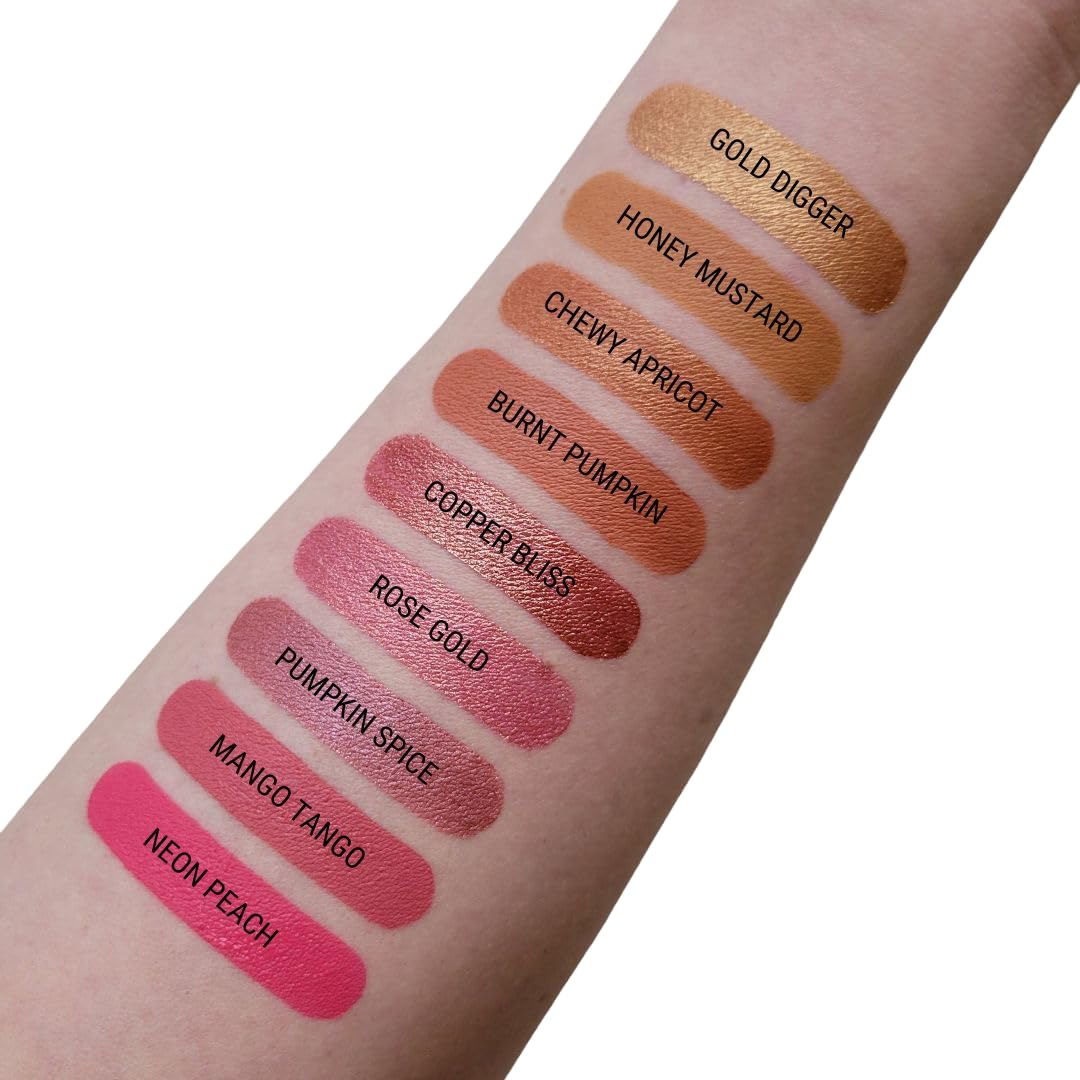 Aromi Burnt Pumpkin Metallic Liquid Lipstick | Orange Gold Lip Color with Shimmery Finish, Vegan, Cruelty-free, Long-lasting, Waterproof (Chewy Apricot)-Velvo Beauty