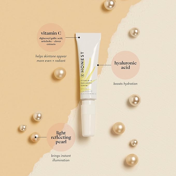Honest Beauty Mini Vitamin C Brightening Serum | Improves Skin Tone + Complexion | Vitamin C, Pearl, Hyaluronic Acid | EWG Verified + Cruelty Free | Travel Size, 0.33 fl oz-Velvo Beauty