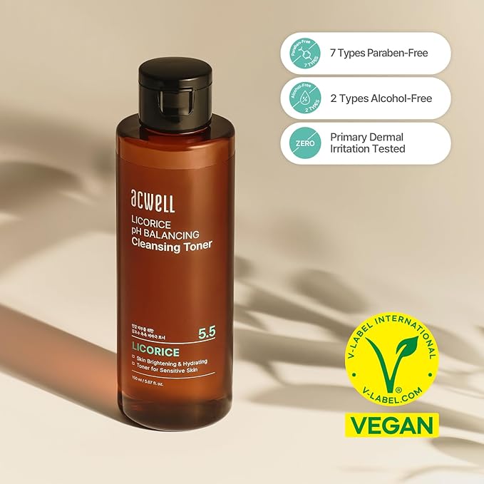 ACWELL Licorice pH Balancing Korean Toner for Cleansing 5.07 fl.oz. - Alcohol-Free PH5.5 Hydrating Facial Astringent - Skin Clarifying & Hydration Boosting Toner-Velvo Beauty