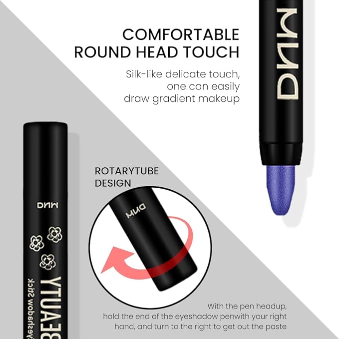 evpct Blue Shimmer Cream Eye Shadow Brightener Sticks Set for Eyes, Blue Shimmery Pencil Eye shadow Applicator Stick Pen Palette Makeup Waterproof sombras en crema para ojos 32#-Velvo Beauty