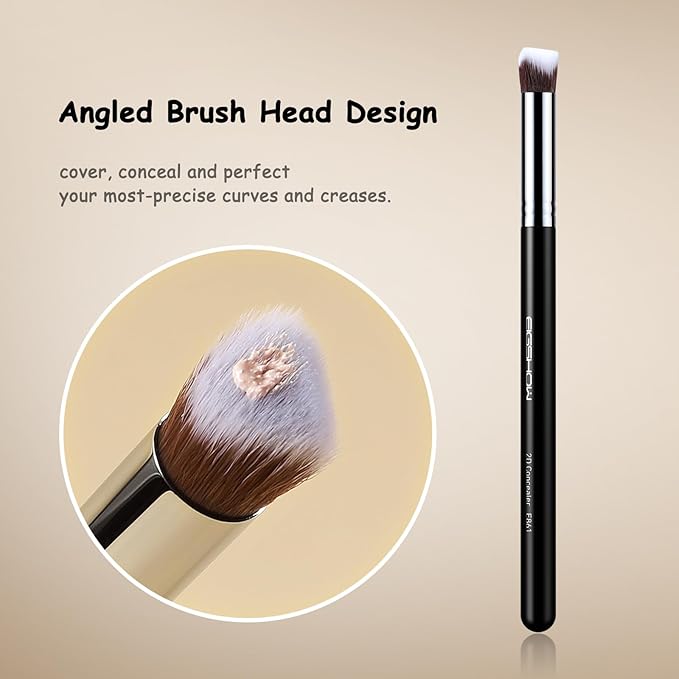 EIGSHOW Angled Concealer Brush Under Eye for Covering Sun Spots Acne Blemishes Concealing Contouring Setting with Liquid Cream (E861)-Velvo Beauty