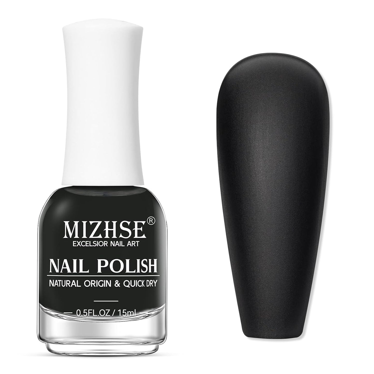 MIZHSE Matte Black Nail Polish, Quick Dry Velvet Black Nail Polish, Non-Gel Air Drying Fast 15 ml Regular Glossy Shiny Finish Nail Lacquer, Full Coverage Nail Art Manicure DIY Home-Velvo Beauty