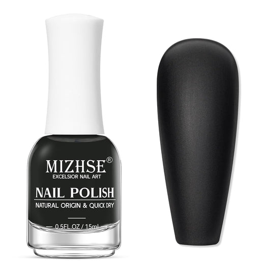 MIZHSE Matte Black Nail Polish, Quick Dry Velvet Black Nail Polish, Non-Gel Air Drying Fast 15 ml Regular Glossy Shiny Finish Nail Lacquer, Full Coverage Nail Art Manicure DIY Home-Velvo Beauty