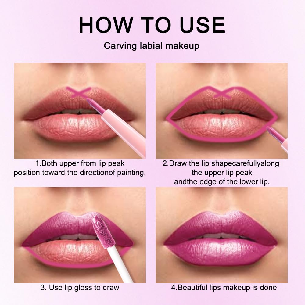 Kaely 2-in-1 Rose Metallic Lipstick and Lip Liner, Shimmer Liquid Metallic Lipsticks for Women, Glitter Lip Gloss Stain Long Lasting Waterproof Smudge Proof 24 Hour, Vegan Makeup, 15-Velvo Beauty