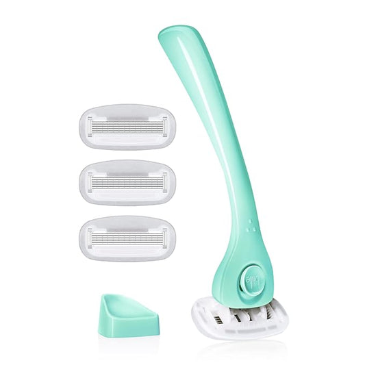 Billie Razors for Women Shave Kit – Razor + 4 x 5-Blade Razor Refills + Magnetic Holder – Minty-Velvo Beauty