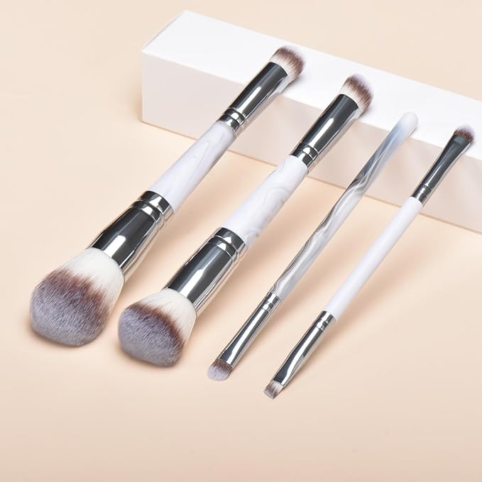 4 pcs makeup brushes, double head makeup brush set, loose powder powder blusher foundation make-up concealer eye shadow eyebrow brush, multi-purpose makeup tools-Velvo Beauty