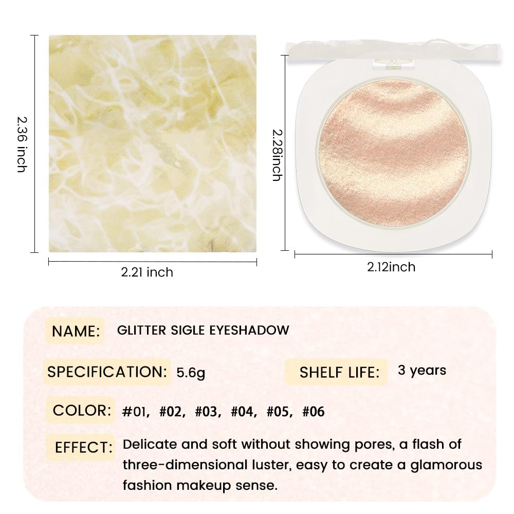 Gold Brown Champagne Shimmer Glitter Sparkling Monochrome Eyeshadow Palette,Metallic Single Eye Shadow for Older Women,Long Lasting Naturing-Looking Eye Makeup-Velvo Beauty