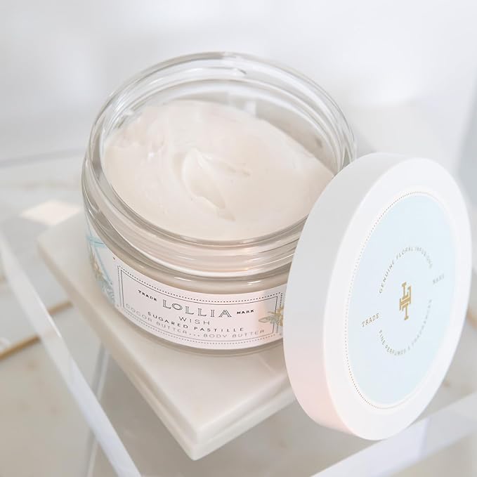 LOLLIA Wish Body Butter, 5.5 oz. - Sugared Pastille Fragrance - Shea Butter & Cocoa Butter, Body Lotion for Women, Hydrating & Smooth Body Moisturizer-Velvo Beauty